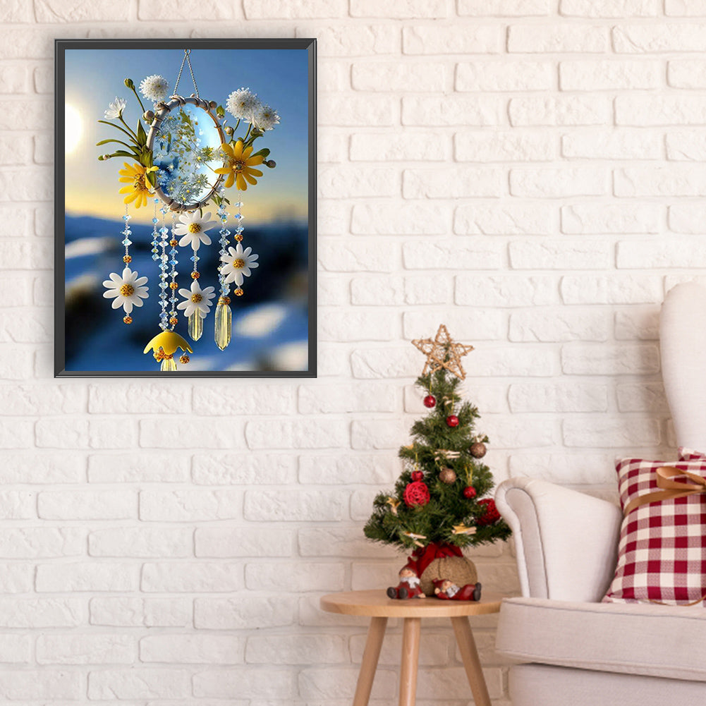 Flower Wind Chime - Full Round Drill Diamond Painting 30*40CM
