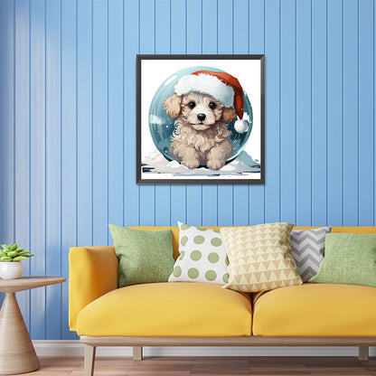 Winter Crystal Ball Christmas Puppy - Full Square Drill Diamond Painting 30*30CM