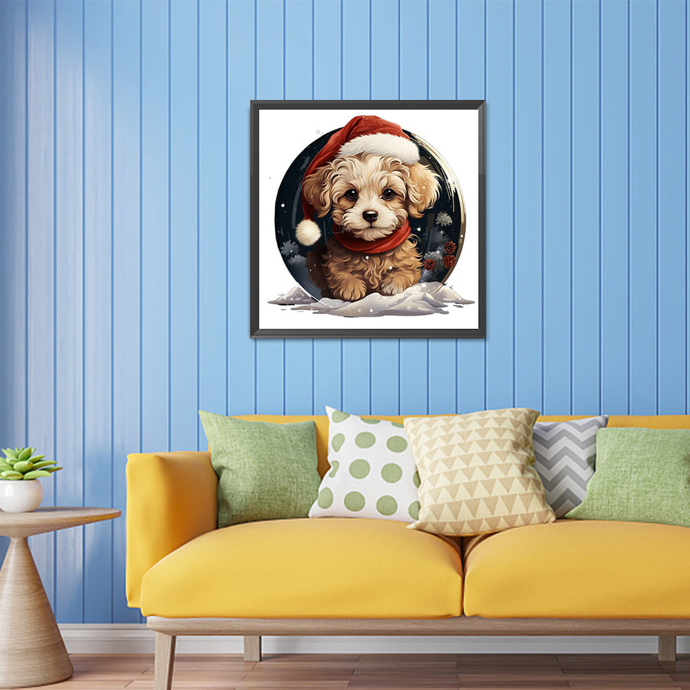 Winter Crystal Ball Christmas Puppy - Full Square Drill Diamond Painting 30*30CM