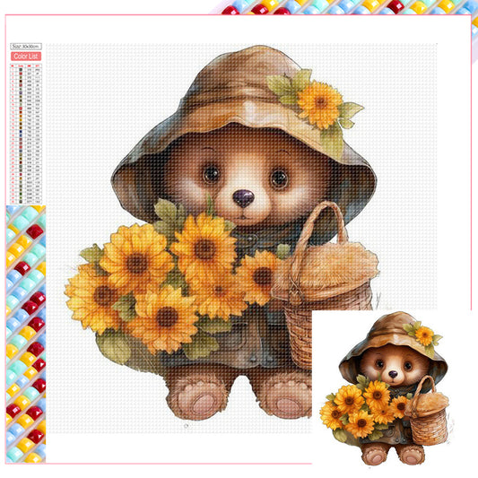 Sunflower Bear - Full Square Drill Diamond Painting 30*30CM