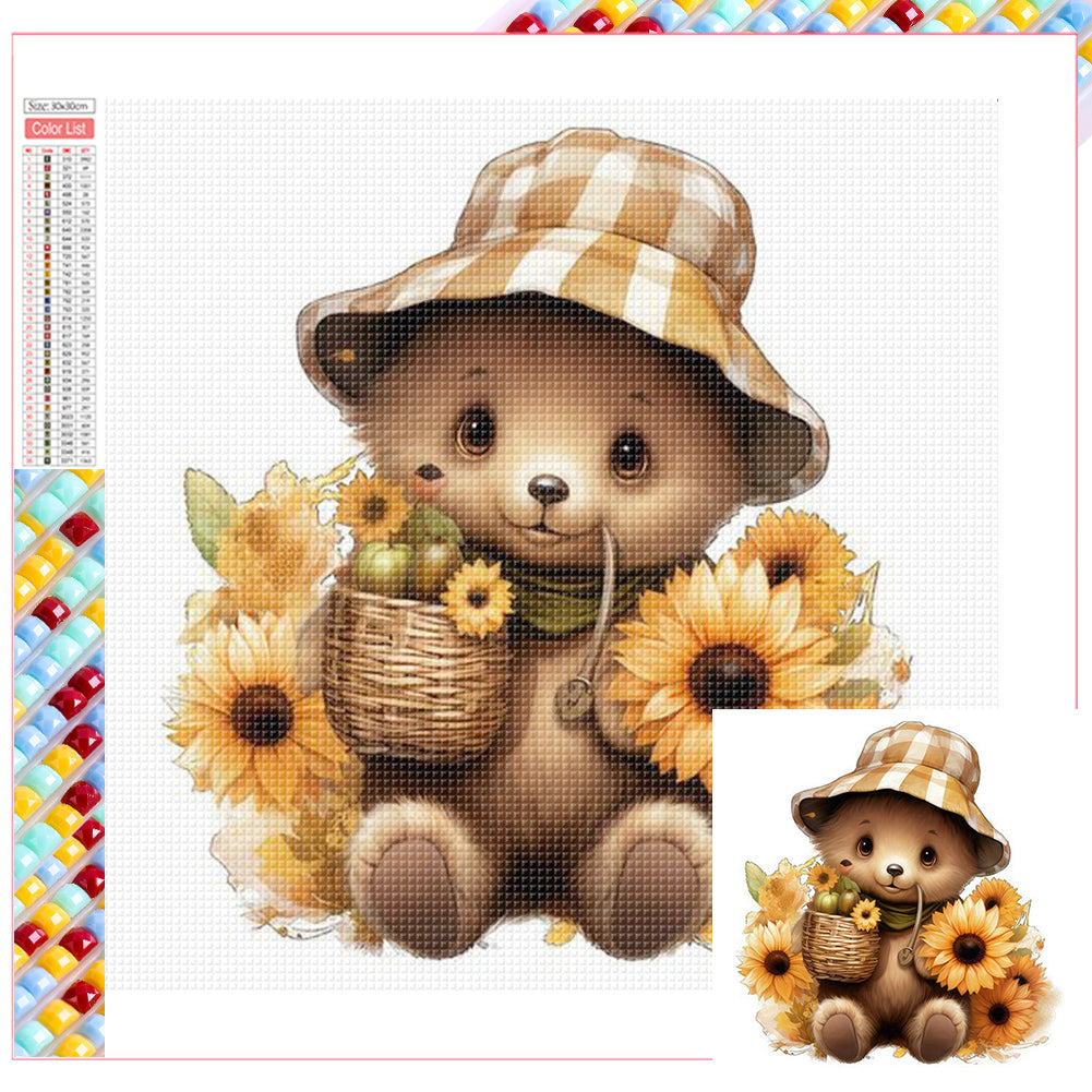 Sunflower Bear - Full Square Drill Diamond Painting 30*30CM