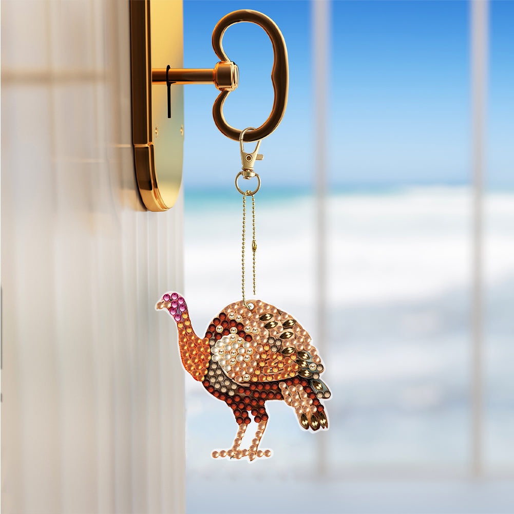 6PCS Double Sided Special Shape Diamond Painting Keychain (Holiday Turkey)