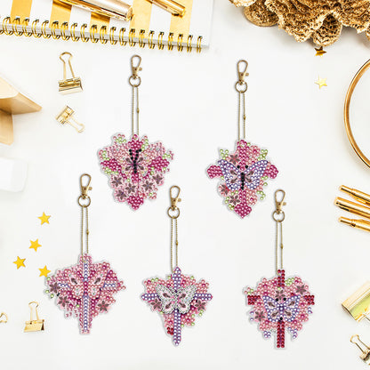 5PCS Double Sided Special Shape Diamond Painting Keychain (Crucifix)