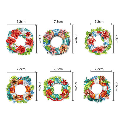 6PCS Double Sided Special Shape Diamond Painting Keychain (Flower Swim Circle)