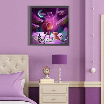 Little Girl And Corgi - Full Round Drill Diamond Painting 40*40CM