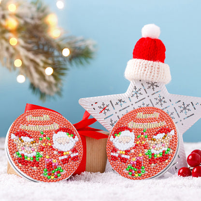 Double Sided Special Shape Diamond Painting Compact Mirror (Santa #1)