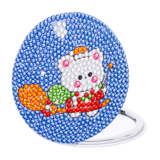 Double Sided Special Shape Diamond Painting Compact Mirror (Christmas Animal #4)