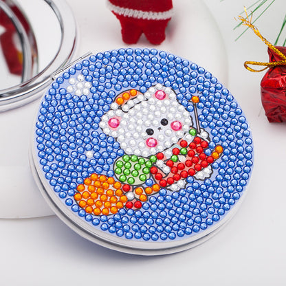 Double Sided Special Shape Diamond Painting Compact Mirror (Christmas Animal #4)