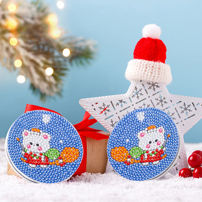 Double Sided Special Shape Diamond Painting Compact Mirror (Christmas Animal #4)