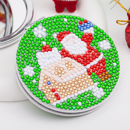 Double Sided Special Shape Diamond Painting Compact Mirror (Santa #6)