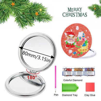 Double Sided Diamond Art Mirror for Adults Kids Beginners (Santa #2)