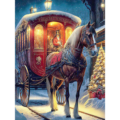 Christmas Carriage - Full Round Drill Diamond Painting 30*40CM