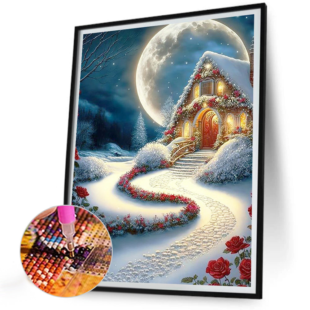 Christmas Cabin - Full Round Drill Diamond Painting 30*40CM