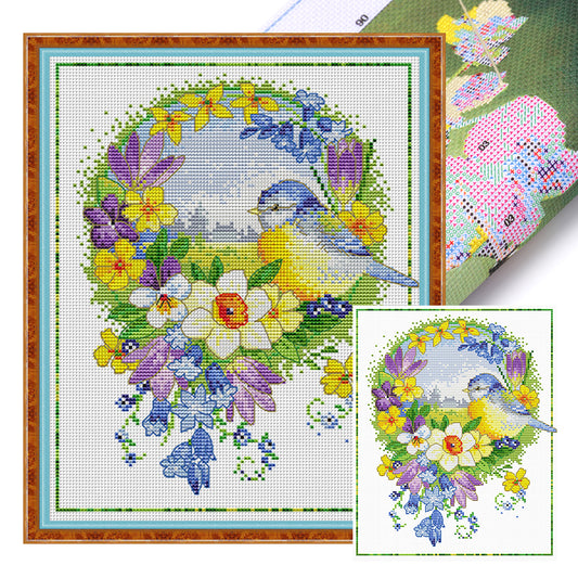 Flowers And Birds 1 - 11CT Stamped Cross Stitch 35*40CM£¨Spring£©