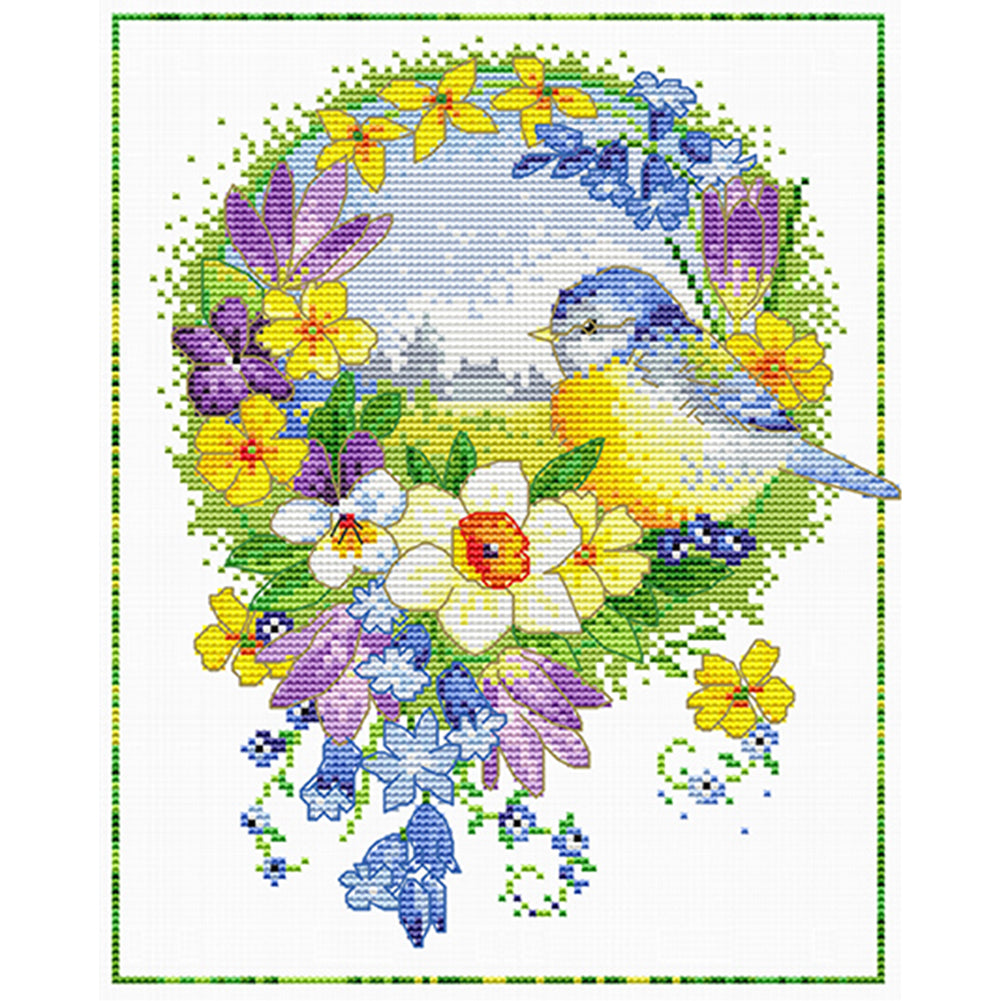 Flowers And Birds 1 - 11CT Stamped Cross Stitch 35*40CM£¨Spring£©