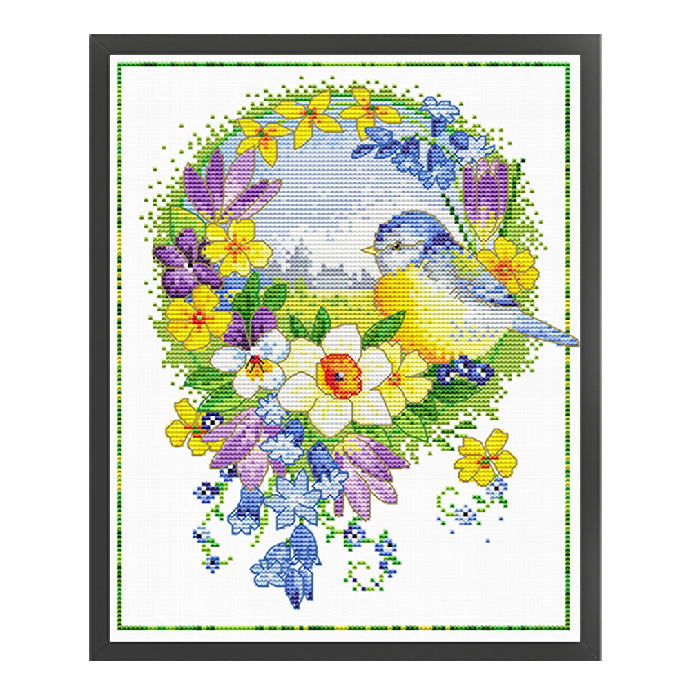 Flowers And Birds 1 - 11CT Stamped Cross Stitch 35*40CM£¨Spring£©