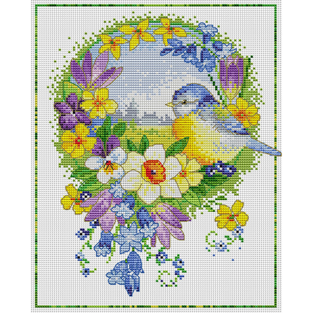 Flowers And Birds 1 - 11CT Stamped Cross Stitch 35*40CM£¨Spring£©