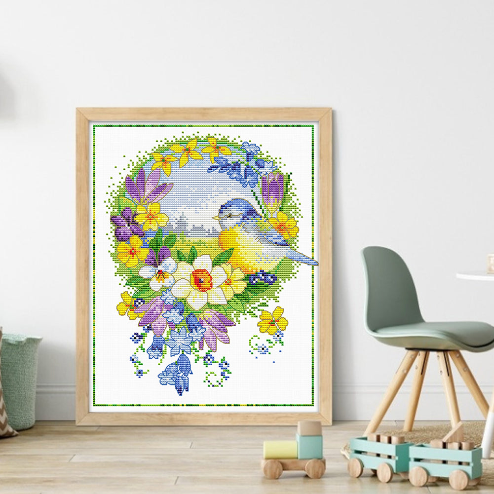 Flowers And Birds 1 - 11CT Stamped Cross Stitch 35*40CM£¨Spring£©