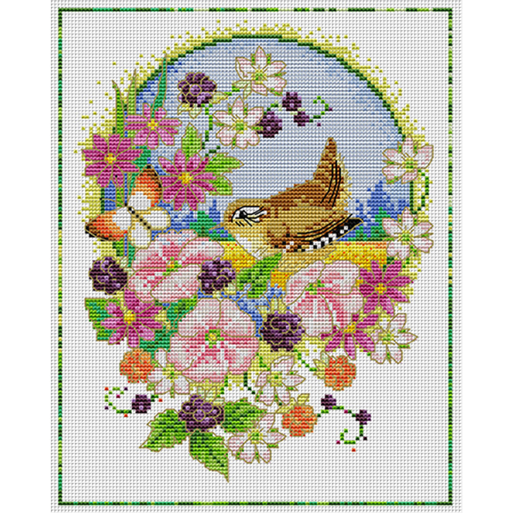 Flowers And Birds 2 - 11CT Stamped Cross Stitch 35*40CM£¨Spring£©