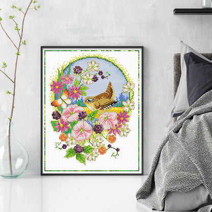 Flowers And Birds 2 - 11CT Stamped Cross Stitch 35*40CM£¨Spring£©