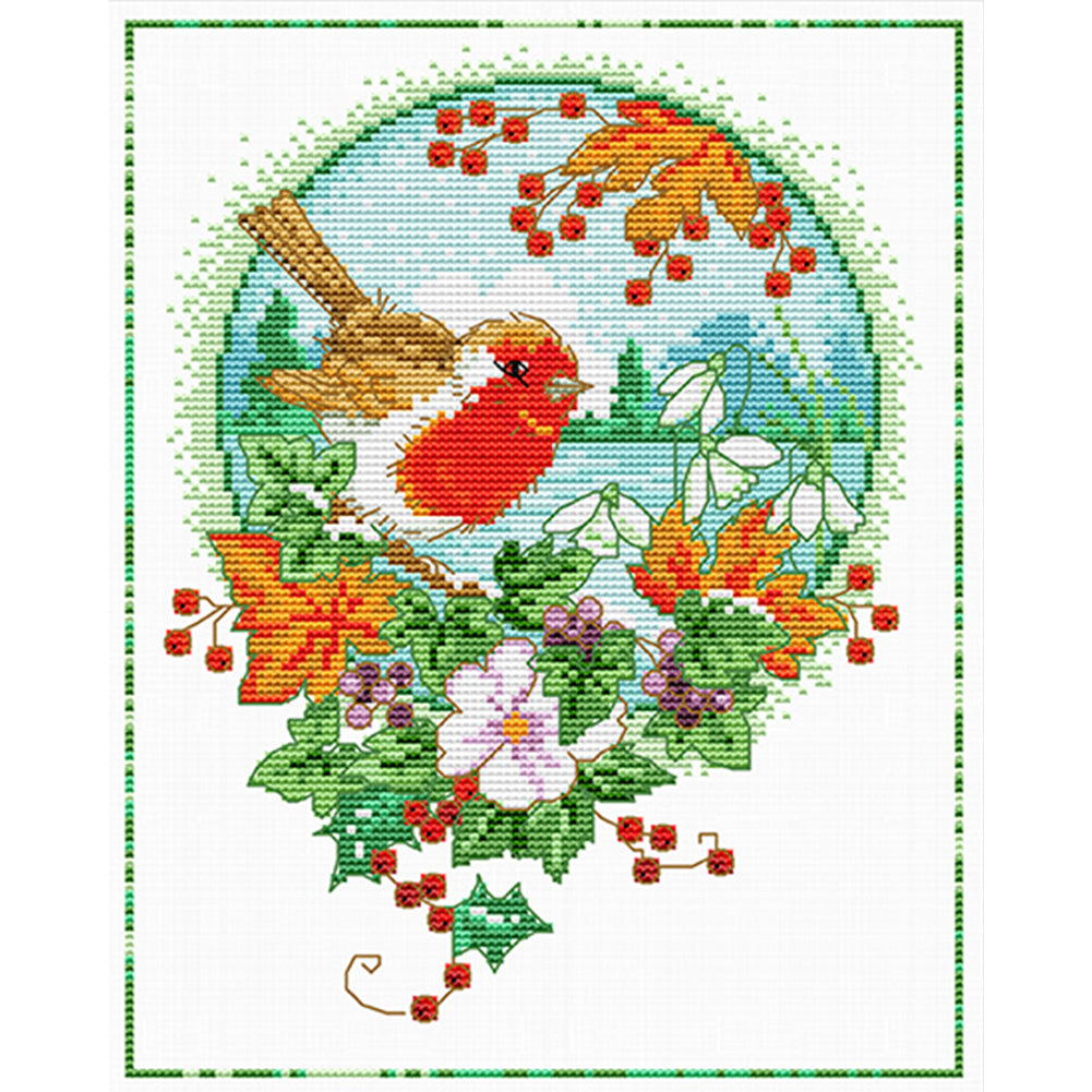 Flowers And Birds 4 - 11CT Stamped Cross Stitch 35*40CM£¨Spring£©