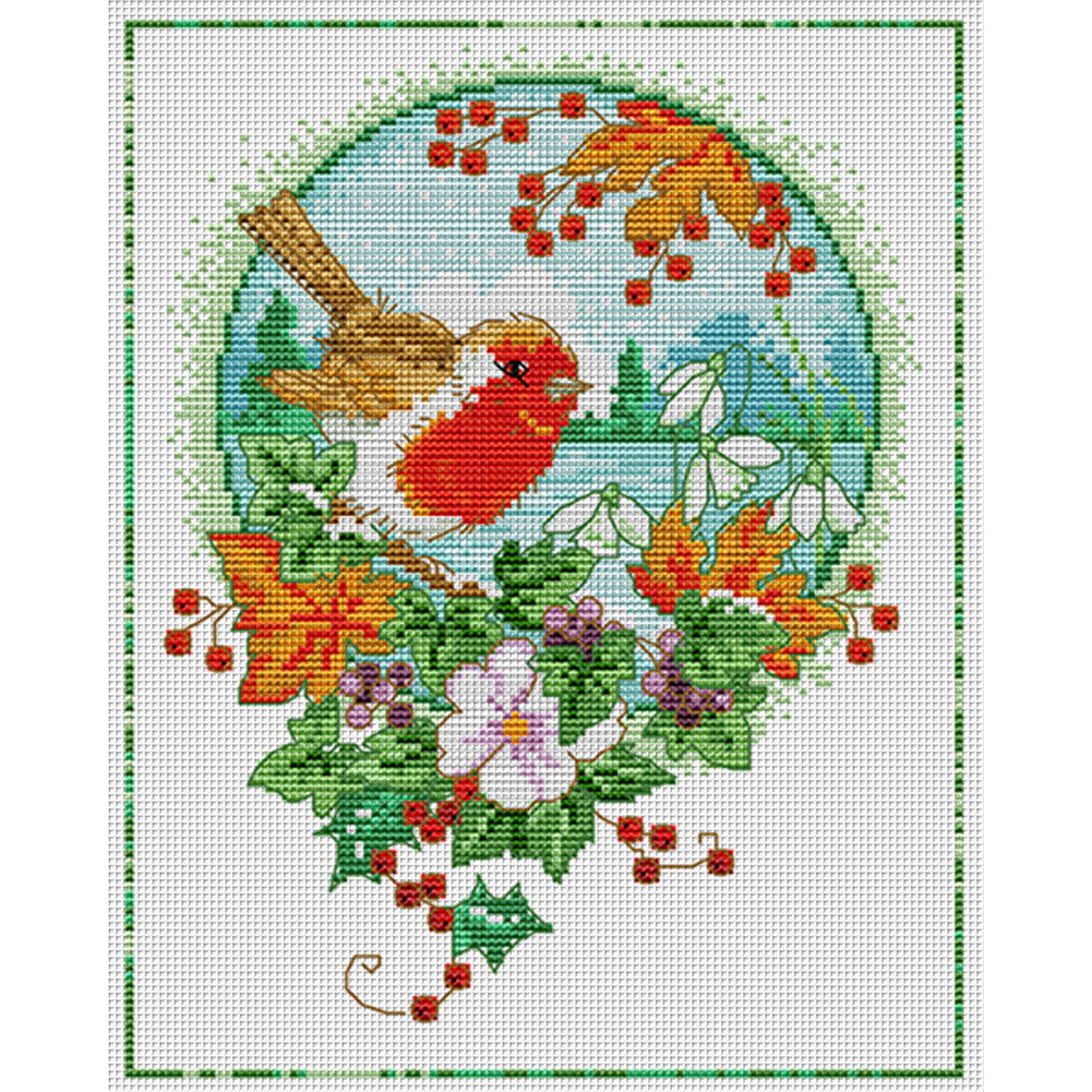 Flowers And Birds 4 - 11CT Stamped Cross Stitch 35*40CM£¨Spring£©