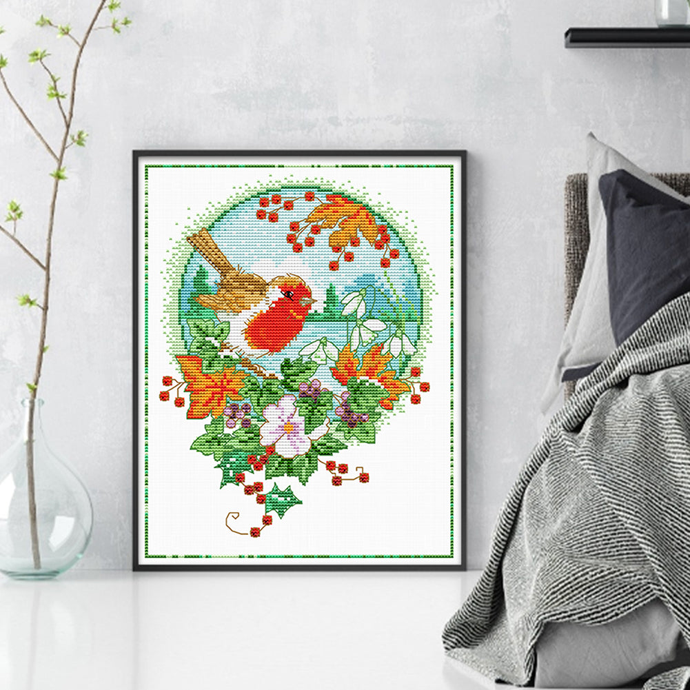 Flowers And Birds 4 - 11CT Stamped Cross Stitch 35*40CM£¨Spring£©