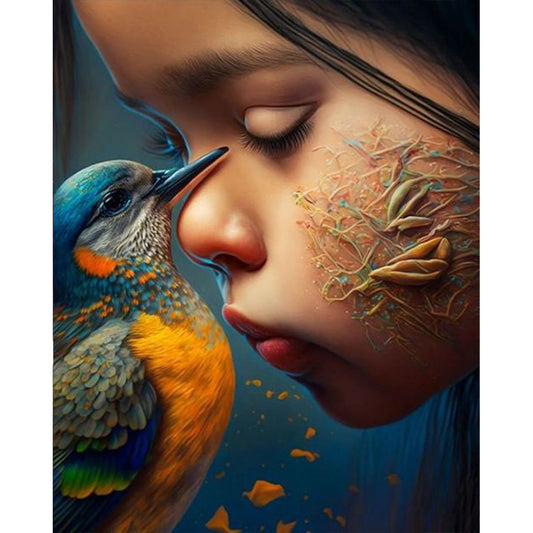 Bird And Girl - Full Round Drill Diamond Painting 40*50CM