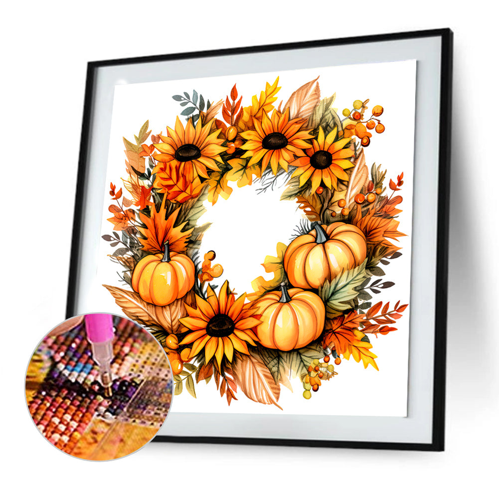 Pumpkin Garland - Full Round Drill Diamond Painting 30*30CM