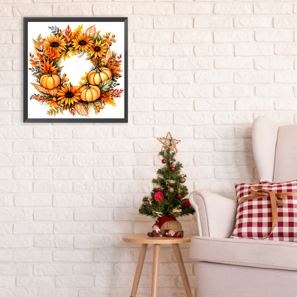 Pumpkin Garland - Full Round Drill Diamond Painting 30*30CM