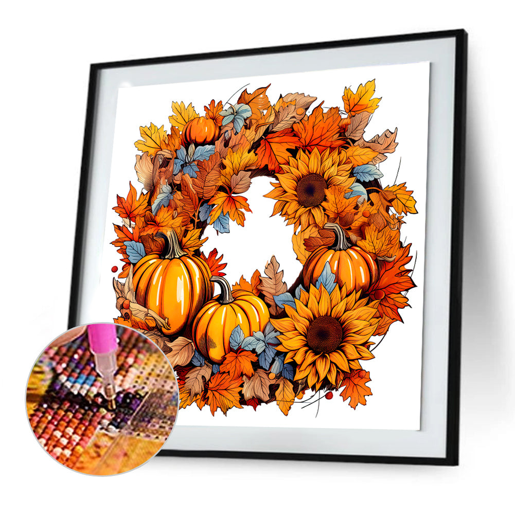 Pumpkin Garland - Full Round Drill Diamond Painting 30*30CM