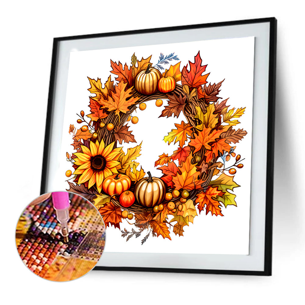 Pumpkin Garland - Full Round Drill Diamond Painting 30*30CM