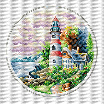 Lighthouse Garden - 11CT Stamped Cross Stitch 35*35CM£¨Spring£©