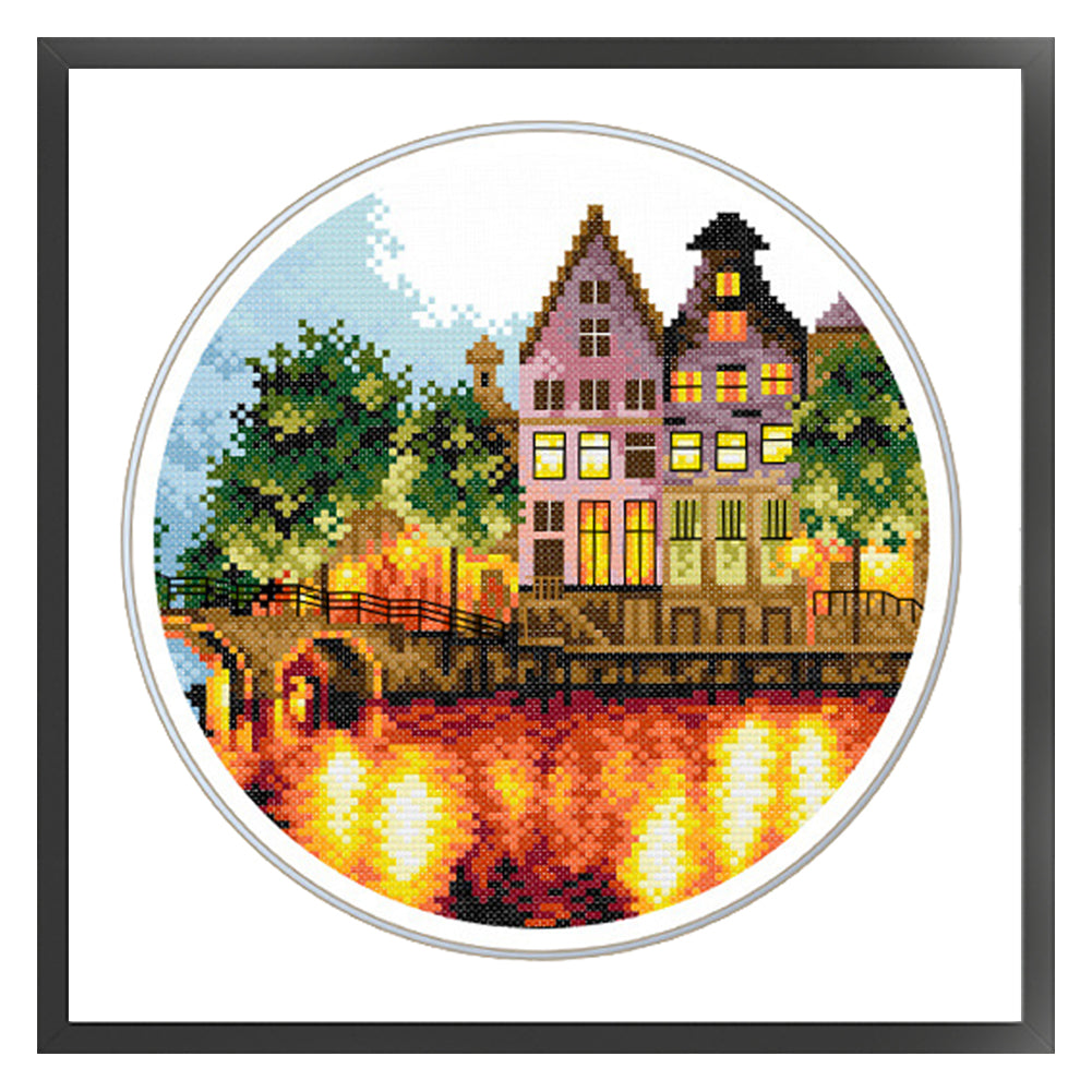 Luminous City - 11CT Stamped Cross Stitch 35*35CM£¨Spring£©