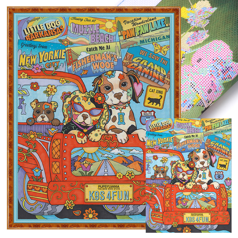 Illustration Dog - 11CT Stamped Cross Stitch 40*55CM