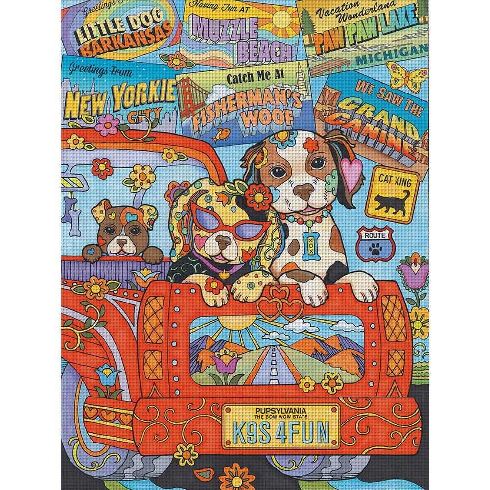 Illustration Dog - 11CT Stamped Cross Stitch 40*55CM