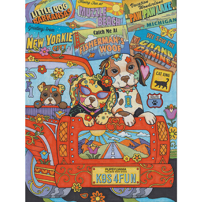 Illustration Dog - 11CT Stamped Cross Stitch 40*55CM