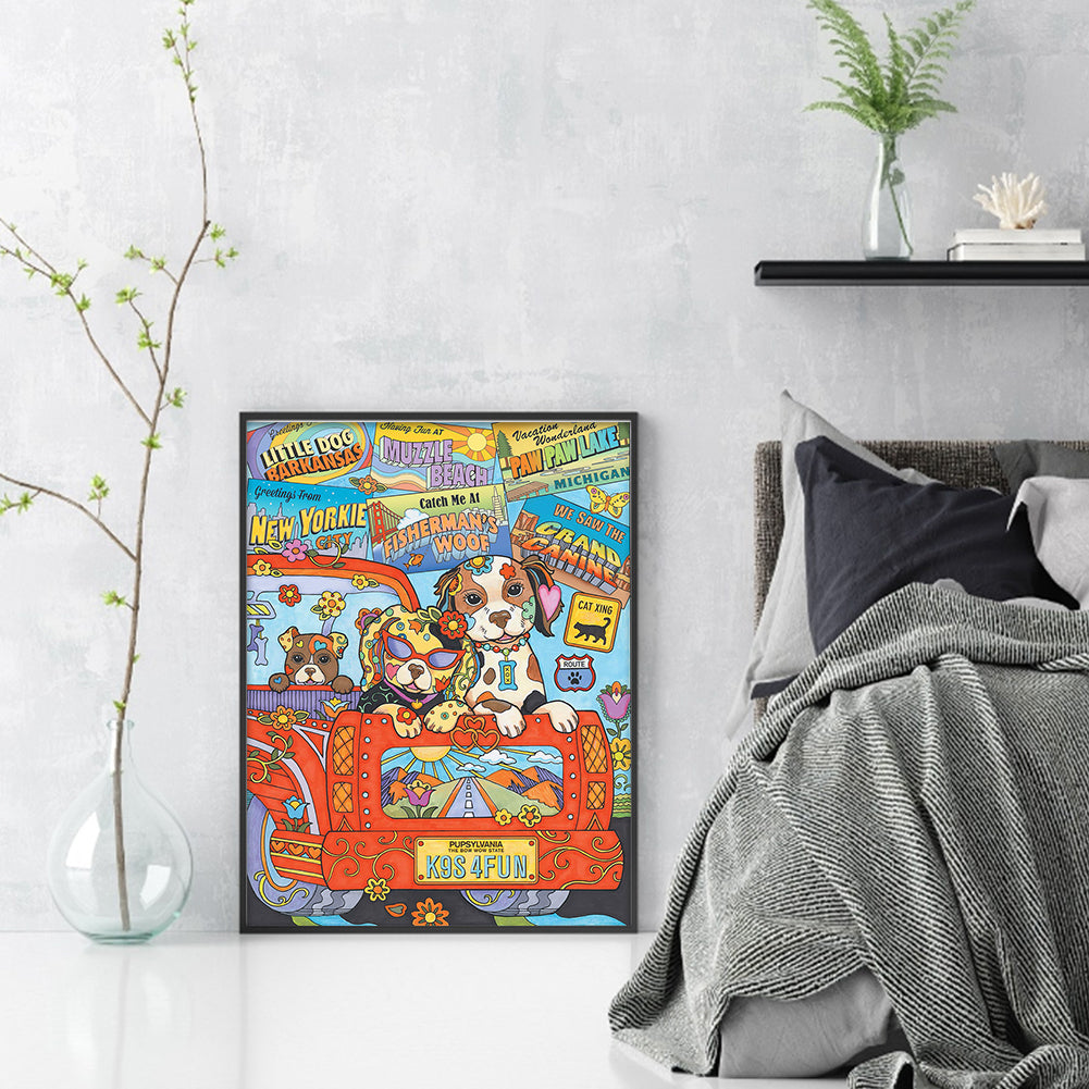 Illustration Dog - 11CT Stamped Cross Stitch 40*55CM