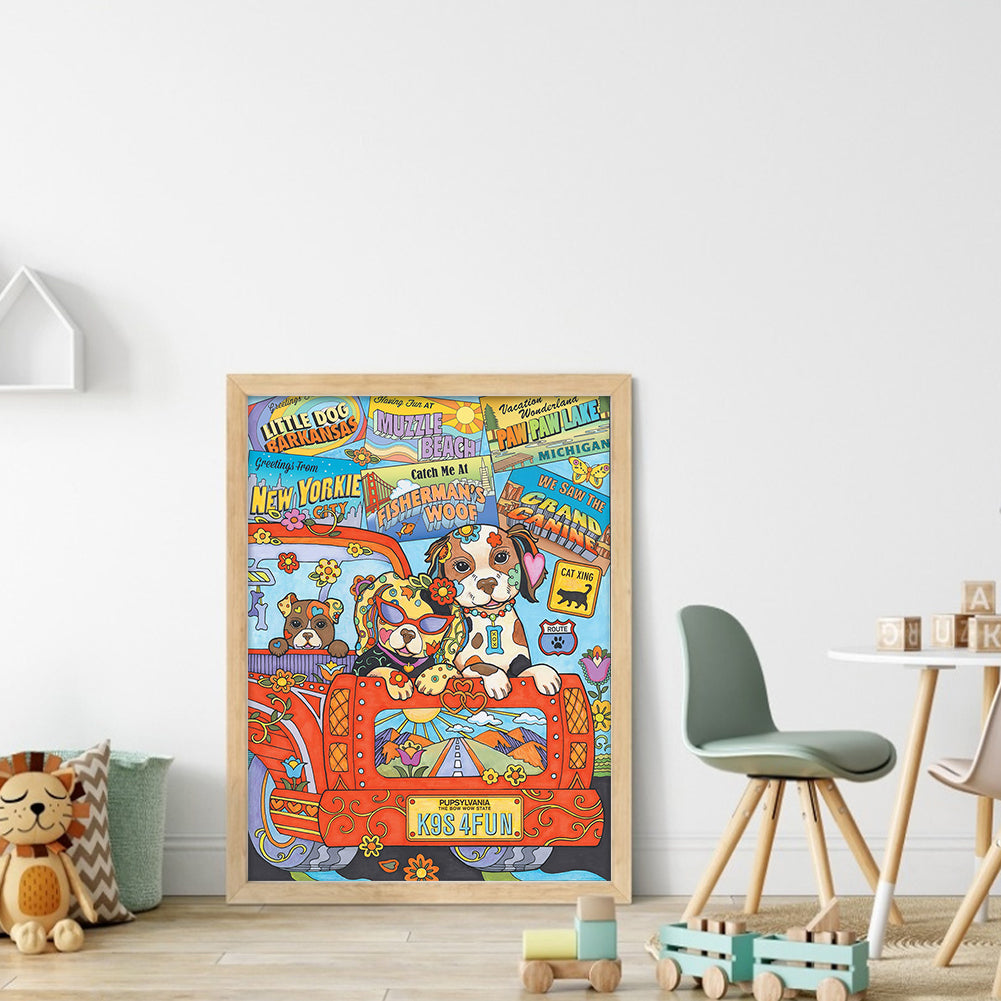 Illustration Dog - 11CT Stamped Cross Stitch 40*55CM