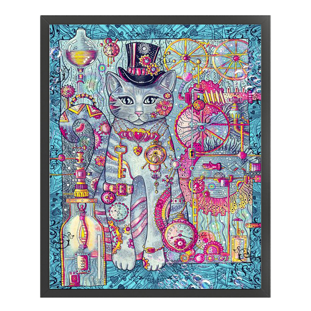 Gem Cat - 11CT Stamped Cross Stitch 45*55CM
