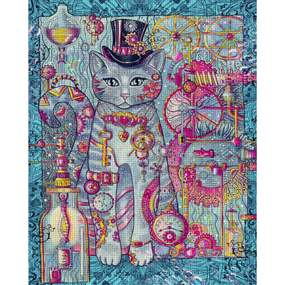 Gem Cat - 11CT Stamped Cross Stitch 45*55CM