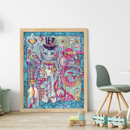 Gem Cat - 11CT Stamped Cross Stitch 45*55CM