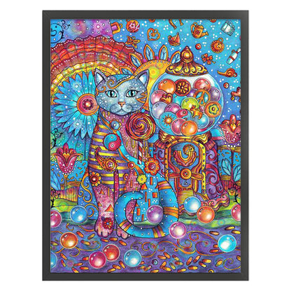 Gem Cat - 11CT Stamped Cross Stitch 45*60CM