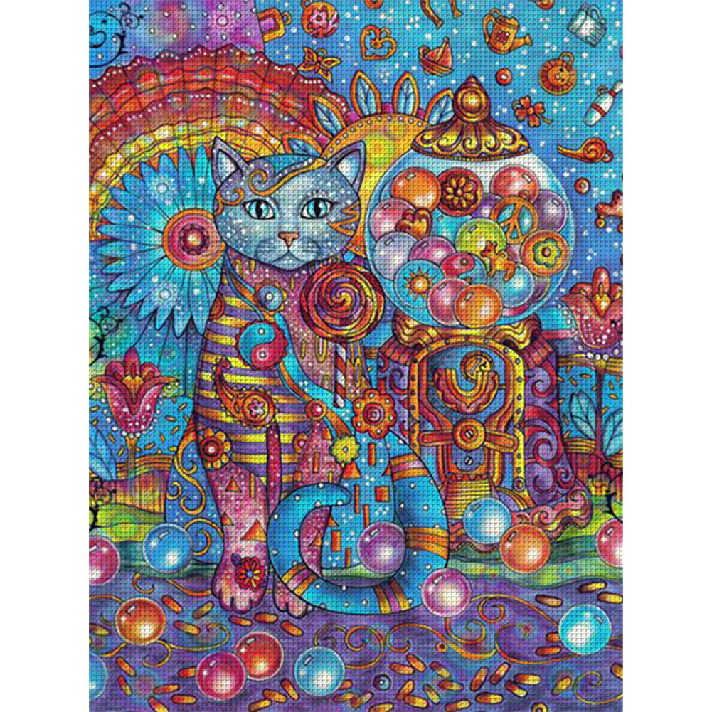 Gem Cat - 11CT Stamped Cross Stitch 45*60CM