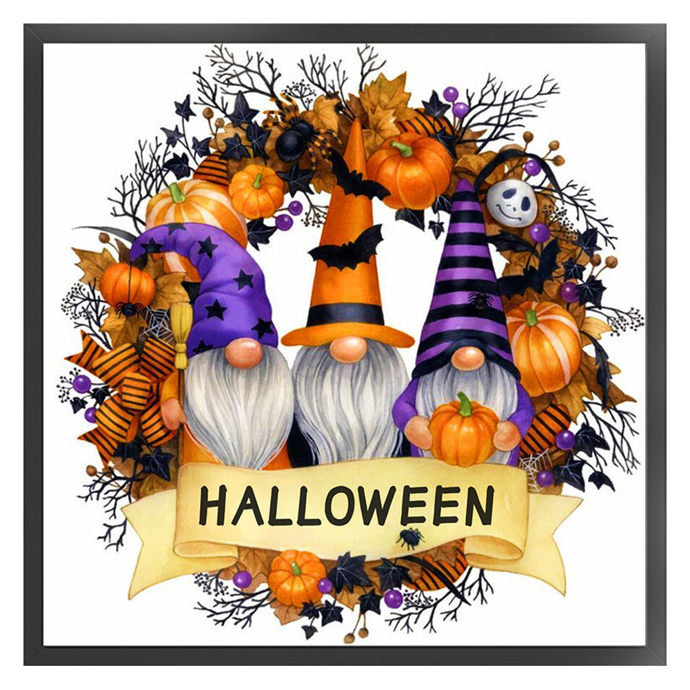 Autumn Gnome Wreath - 11CT Stamped Cross Stitch 40*40CM