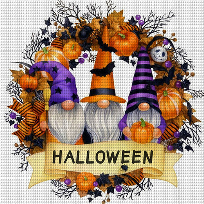 Autumn Gnome Wreath - 11CT Stamped Cross Stitch 40*40CM