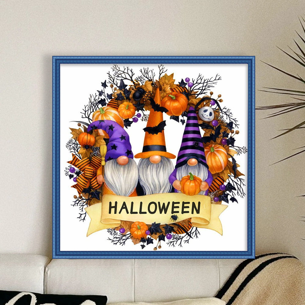 Autumn Gnome Wreath - 11CT Stamped Cross Stitch 40*40CM