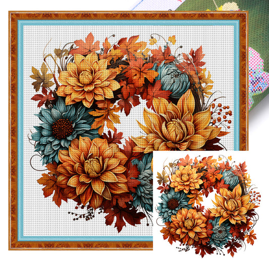 Autumn Wreath - 11CT Stamped Cross Stitch 40*40CM