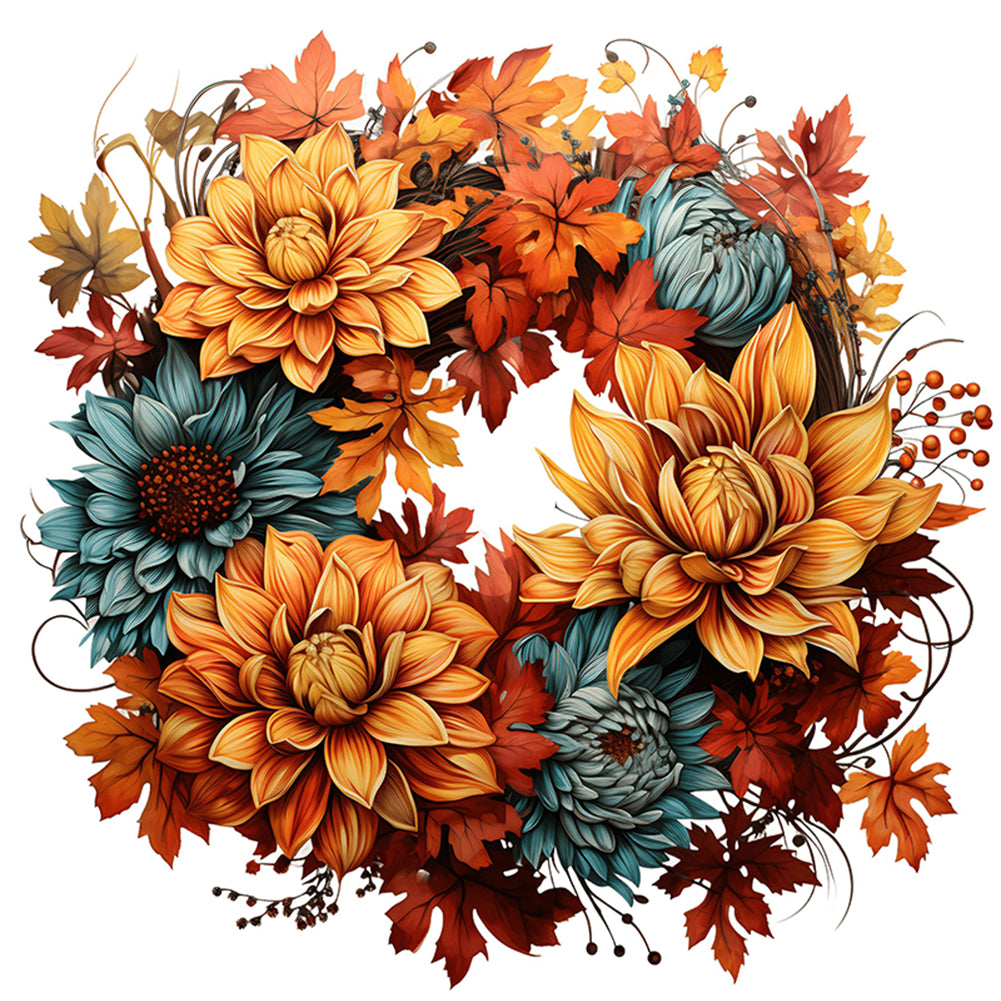 Autumn Wreath - 11CT Stamped Cross Stitch 40*40CM