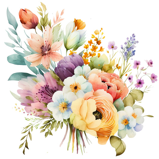 Watercolor Flowers - 11CT Stamped Cross Stitch 45*45CM